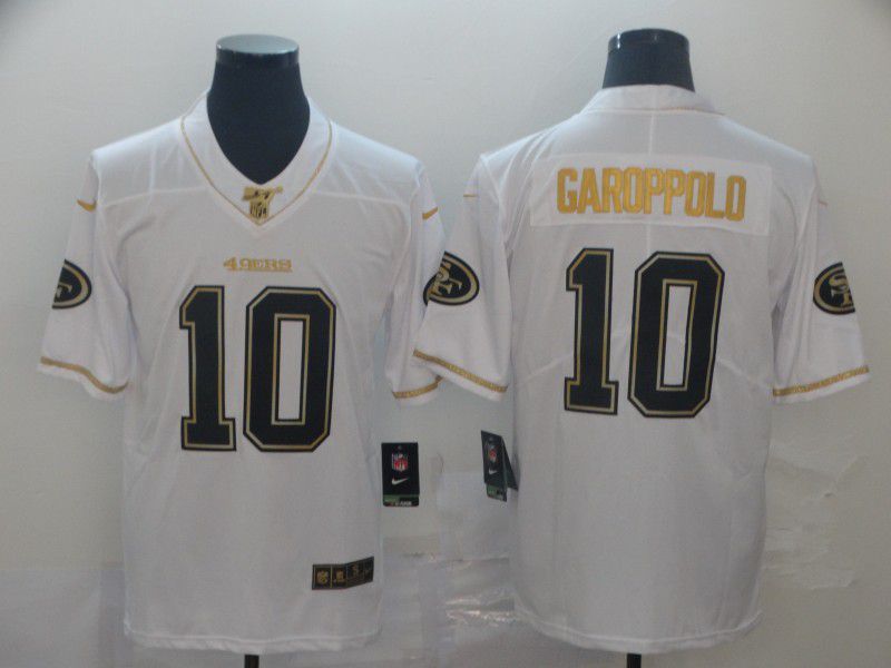 Men San Francisco 49ers 10 Garoppolo White Retro gold character Nike NFL Jerseys
